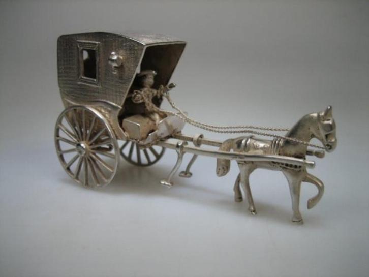 Zilveren Rijtuig met paard ca. 1989, Antiek en Kunst, Antiek | Goud en Zilver, Zilver, Verzenden