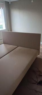 Tweepersoonsbed - Beige Stof, Huis en Inrichting, Slaapkamer | Bedden, Beige, Tweepersoons, Ophalen of Verzenden, Zo goed als nieuw