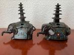 Zeldzame Japanse bronzen olifanten met pagode (Meiji-stijl), Antiek en Kunst, Ophalen of Verzenden, Brons