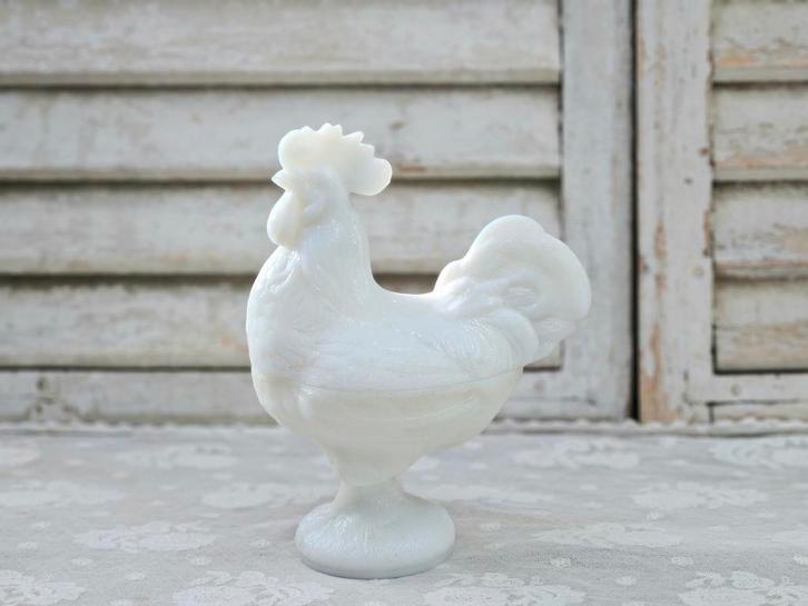 Bonbonnière haan op voet, Antiek en Kunst, Antiek | Glas en Kristal, Ophalen of Verzenden