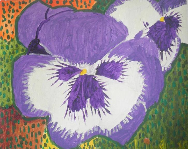 Schilderij VIOOLTJE 15, Antiek en Kunst, Kunst | Schilderijen | Modern, Ophalen of Verzenden