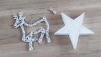 Kerstartikelen; rendier raamhanger verlicht, houten ster, Diversen, Kerst, Ophalen
