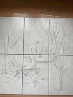 Wandtegels met Zwanenmotief, Ophalen of Verzenden, Zo goed als nieuw, 20 tot 40 cm, Minder dan 5 m²