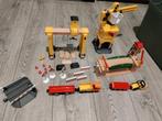 Houten treinbaan en uitbreidingsset bouw/hijskraan, Kinderen en Baby's, Speelgoed | Houten speelgoed, Ophalen, Zo goed als nieuw