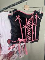 Vintage Y2K zwart en roze korset bustier top, Vintage, Ophalen of Verzenden, Zo goed als nieuw, Vintage