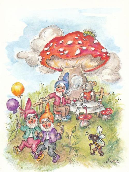 6 Mooie kaarten van Lore Hummel - Dwergen, Verzamelen, Ansichtkaarten | Themakaarten, Ongelopen, 1960 tot 1980, Cultuur en Media