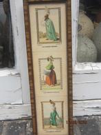 Interessant Lijstje met 3 Zeer oude Modeprenten gesigneerd, Antiek en Kunst, Kunst | Litho's en Zeefdrukken, Ophalen of Verzenden
