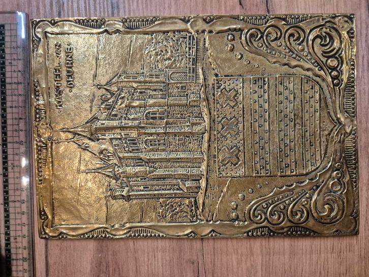 Metalen Wandplaat Kasteel van Deurne, Antiek en Kunst, Antiek | Wandborden en Tegels, Ophalen of Verzenden