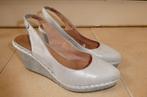 Via Vai sleehakken maat 39 slingback lichtgrijs leer glitter, Via Vai, Verzenden, Sandalen of Muiltjes, Zo goed als nieuw