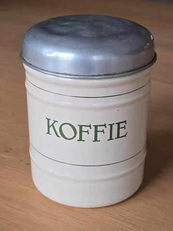 Prachtige antieke crème kleurig emaille Koffie blik €20 beschikbaar voor biedingen