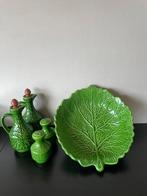 VTG Groen Cabbage Servies 5-delig Koolbladservies, Italy 70s, Gebruikt, Keramiek, Ophalen of Verzenden, Overige stijlen