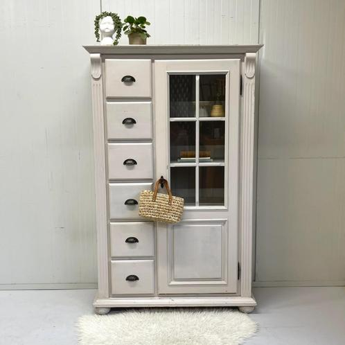 Meidenkast vitrine landelijk brocante inclusief kleurkeus !, Huis en Inrichting, Kasten | Vitrinekasten, Zo goed als nieuw, 150 tot 200 cm