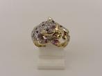Gouden panter ring met robijn en briljant               VDH1, Sieraden, Tassen en Uiterlijk, Ringen, Gebruikt, Overige kleuren