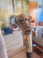 Antieke wandelstok met zilveren knop en Afrikaans beeld, Antiek en Kunst, Ophalen of Verzenden