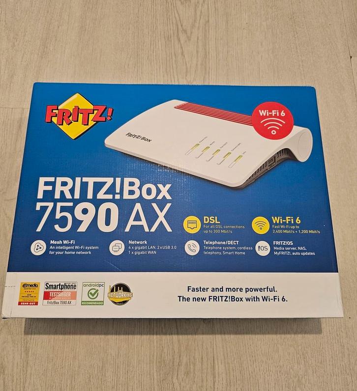 Fritzbox 7590AX - Nieuw in doos!, Computers en Software, Routers en Modems, Nieuw, Router met modem, Ophalen of Verzenden