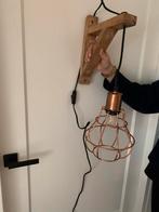 Wandlamp messing & hout - Industrieel design, Ophalen, Zo goed als nieuw, Hout