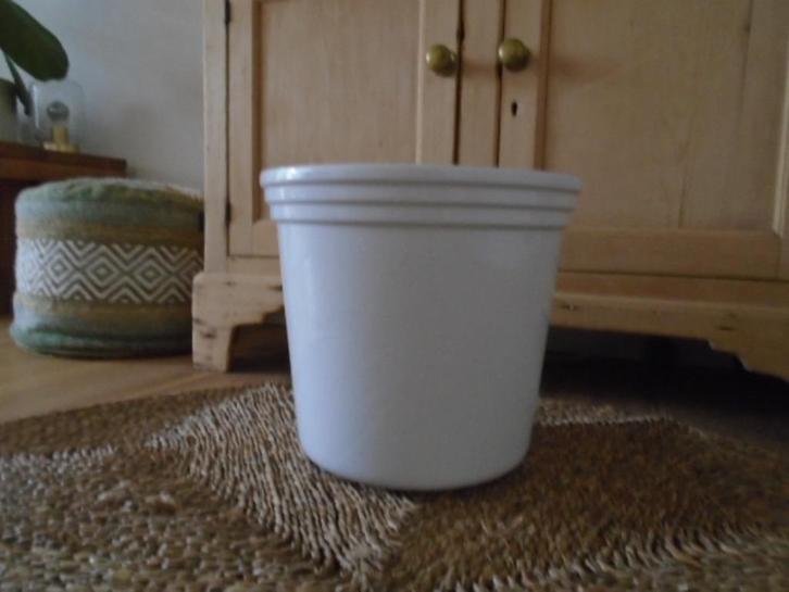 Vintage Ikea zeer grote witte geglazuurde bloempot, 34 cm, Tuin en Terras, Bloempotten, Zo goed als nieuw, Aardewerk, Binnen, Minder dan 40 cm