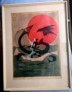 Harry van Kruiningen (1906-1996) Achnaton 1957 linosnede, Antiek en Kunst, Ophalen of Verzenden