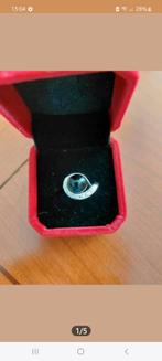 wit gouden ring 14 kt met echt onyx en diamant, Wit, Ophalen of Verzenden, Met edelsteen, Dame