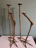 Set 4 kandelaren brons kleurig vogelpoot, Ophalen, Koper of Brons