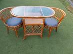 Jaren 70 bamboe loungeset/ bistroset/ side table, Ophalen, Gebruikt, Overige materialen, 2 zitplaatsen