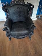 Zwarte Barok Fauteuil, Huis en Inrichting, Fauteuils, Hout, Gebruikt, Barok, 75 tot 100 cm