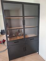 Figue vitrinekast industrieel zwart houten planken 120cm, Huis en Inrichting, Ophalen, 100 tot 150 cm, Zo goed als nieuw, 150 tot 200 cm
