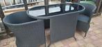 Tuinset met 2 stoelen en tafel inclusief kussentjes, Tuin en Terras, Gebruikt, Wicker, Tuinset, Eettafel