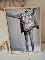 Schilderij met poster God save the queen. 50x70, Antiek en Kunst, Ophalen of Verzenden
