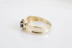 14 Karaat Gouden Ring met Saffier en Diamanten, 18 tot 19, Ophalen of Verzenden, Zo goed als nieuw, Met edelsteen