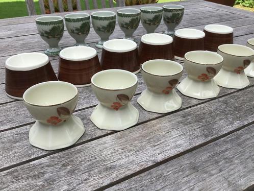 3x 6 eierdopjes - Sphinx - Wido Tsjechisch - Oosters groen, Antiek en Kunst, Antiek | Servies los, Ophalen of Verzenden