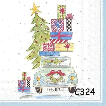 Servetten decoupage/bullet journal – auto kerstboom C324x beschikbaar voor biedingen