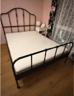 Ikea tweepersoonsbed + matras (Sagstua + Vester), Ophalen, Zwart, Tweepersoons, 140 cm