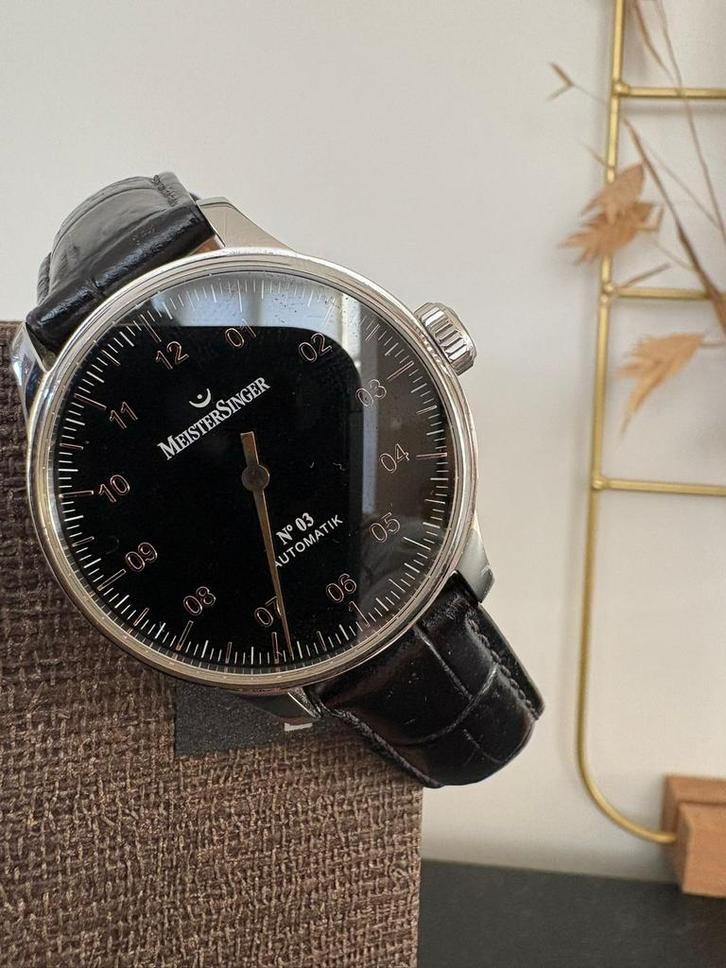 Meistersinger NO3 Full set, Sieraden, Tassen en Uiterlijk, Horloges | Dames, Zo goed als nieuw, Overige merken, Leer, Ophalen of Verzenden