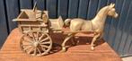 Zwaar volledig bronzen beeld paard met wagen ca 2 kg, Ophalen of Verzenden, Zo goed als nieuw