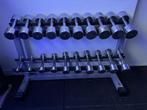 Technogym rek & Chrome Dumbells 1-10kg, Ophalen, Gebruikt, Overige typen, Armen