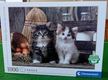 Clementoni puzzel - kittens op de tuinbank - 1000 stukjes beschikbaar voor biedingen