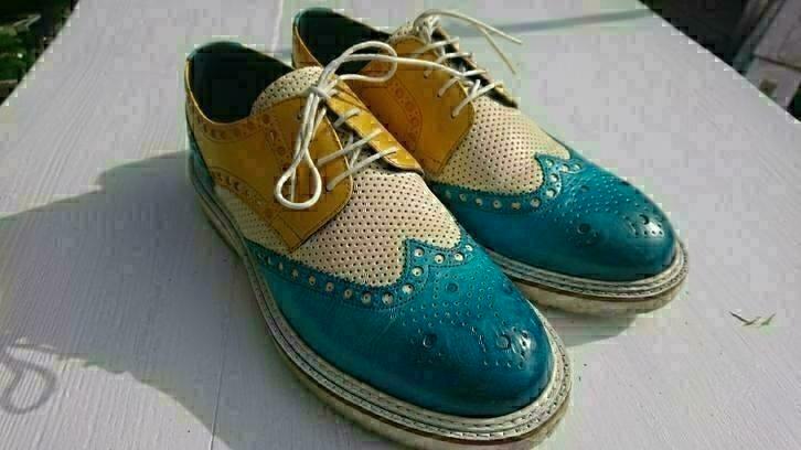 Melvin & Hammilton geel wit blauw 'Ukraine' herenschoenen, Kleding | Heren, Schoenen, Zo goed als nieuw, Veterschoenen, Blauw