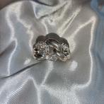 Zilveren schakel ring met stras van ZINZI, Antiek en Kunst, Antiek | Goud en Zilver, Ophalen of Verzenden, Zilver