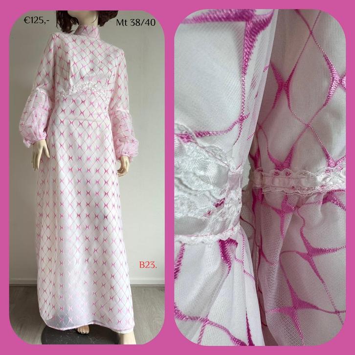 B23. Vintage wit met roze trouwjurk mt 38/40, Kleding | Dames, Trouwkleding en Trouwaccessoires, Gedragen, Trouwjurk, Roze, Verzenden