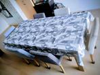 Massief Houten Eettafel (210x100) + 6 Stoelen, Huis en Inrichting, Tafels | Eettafels, Ophalen, Gebruikt, 100 tot 150 cm, 200 cm of meer