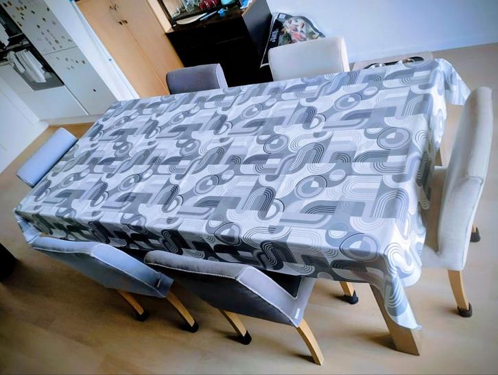 Massief Houten Eettafel (210x100) + 6 Stoelen, Huis en Inrichting, Tafels | Eettafels, Gebruikt, 100 tot 150 cm, 200 cm of meer