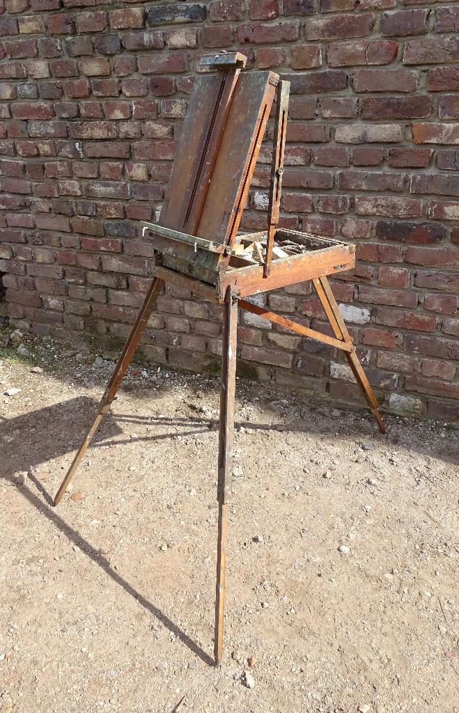 oude inklapbare schildersezel veldschildersezel, Antiek en Kunst, Curiosa en Brocante, Ophalen