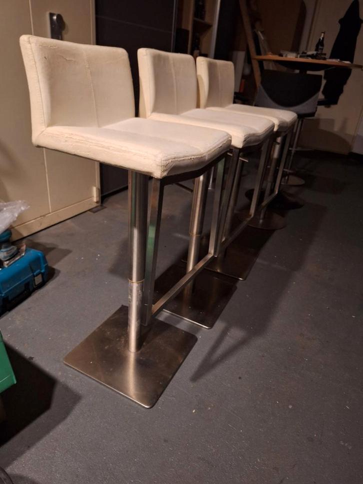 RVS Barkrukken - verstelbaar & zitten heerlijk!, Huis en Inrichting, Barkrukken, Gebruikt, 60 tot 90 cm, Kunststof, Metaal, 3 krukken