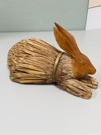 Vintage maïskolf konijn gesneden houten hoofd handgemaakt, Ophalen of Verzenden, Zo goed als nieuw, Dier