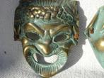Twee gegoten Bronzen Romeinse Stijl Theater Maskers, Antiek en Kunst, Antiek | Koper en Brons, Ophalen of Verzenden, Brons