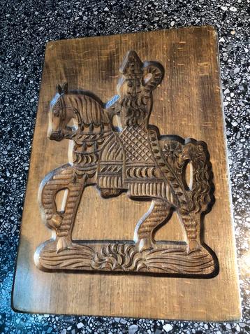 Oude antiek speculaasplank 34x23 cm Sinterklaas op paard  beschikbaar voor biedingen