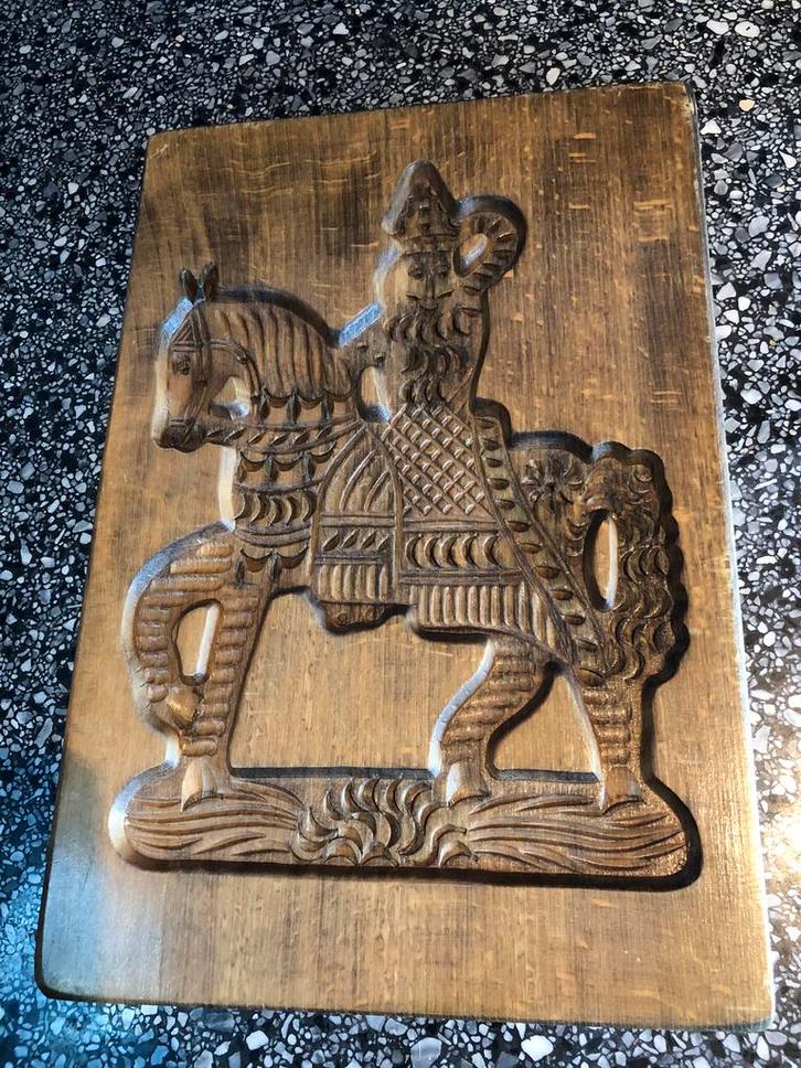 Oude antiek speculaasplank 34x23 cm Sinterklaas op paard, Antiek en Kunst, Antiek | Keukenbenodigdheden, Ophalen