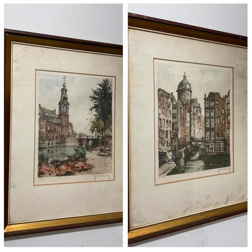 Twee keer Roger Hebbelinck (1912 - 1987) - Amsterdam, Antiek en Kunst, Kunst | Etsen en Gravures, Ophalen of Verzenden