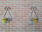 Wandhangers metaal voor planten met 2 terra cotta potten, Ophalen of Verzenden, Gebruikt